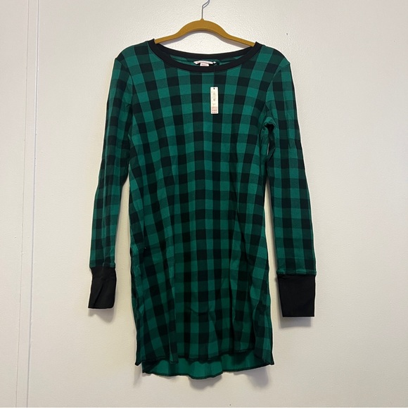 Victoria’s Secret Green and Black Plaid Pattern Nightgown Shirt Thermal NWT - Picture 4 of 9
